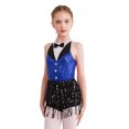 thumbnail image 1 of YONGHS Enfants Filles Paillettes Latin Jazz Robe de Danse à Franges Smoking Danse Moderne Justaucorps Combinaison Bleu 10, 1 of 7