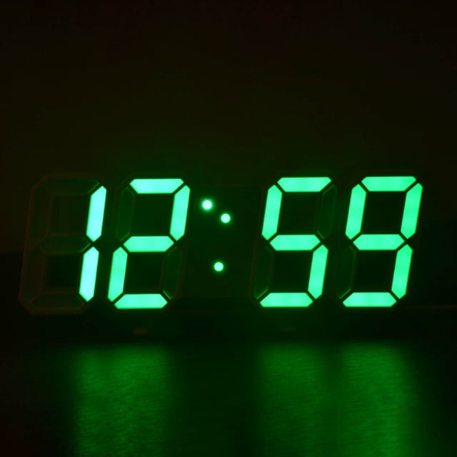 Fridja Liquidation d'Été Réveil Numérique à DEL, Horloge Murale pour Adolescents, Mode Nuit Réglable Horloge Électronique de Table Horloge Murale pour Salon, Chambre et Bureau, 9,3 Pouces X 3,3 Pouces, Vert