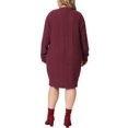 thumbnail image 3 of GRACE & GRANDEUR Robe Chandail Grande Taille pour Femmes à Manches Longues en Tricot Chandail Court Robes Chandail Armée 3X Bourgogne, 3 of 6