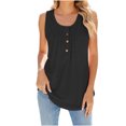thumbnail image 1 of Dealovy Tank Tops for Women Crew Neck Buttons Ruched Summer Tunics Loose Solid Sleeveless Plain Blouses, 1 of 5