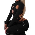 thumbnail image 3 of Wangscanis Women Slim One Piece Jumpsuit, Long Sleeve High Neck Sheer Mesh Irregular Cutout Bodysuit for Party Club, 3 of 9