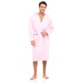thumbnail image 4 of Men's Waffle Wave Hooded Robe Spa Robes 100% Terry Cotton Bathrobes Calf Length Pink XL, 4 of 8