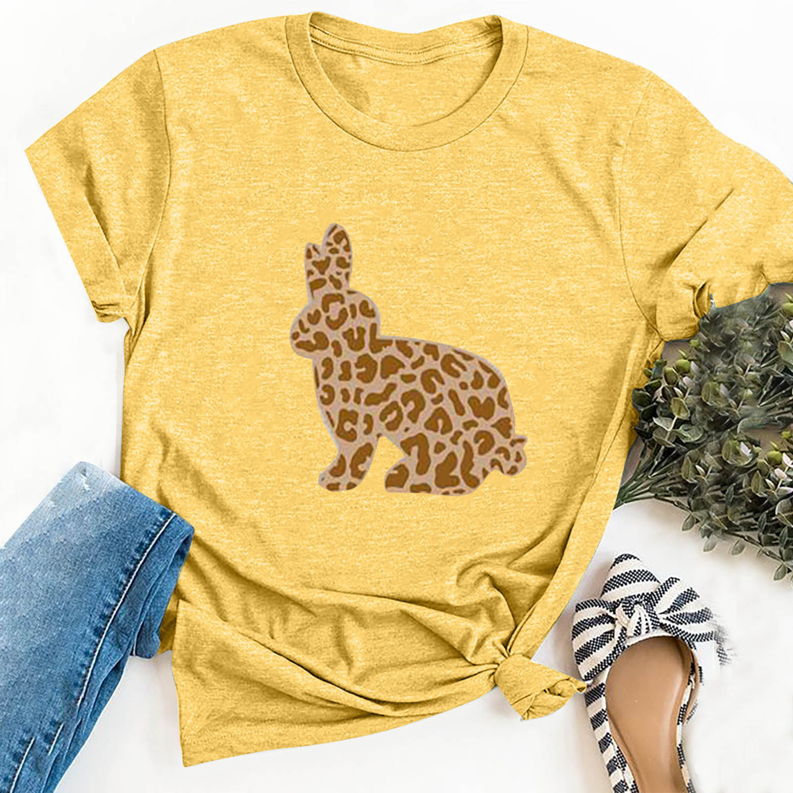 Débardeurs d'Été Grande Taille pour Femmes Mode Pâques Manches Courtes Col Rond T-shirt Imprimé Haut Col en V T-shirt Femmes en Liquidation