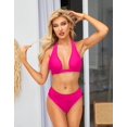 thumbnail image 4 of Charmo Womens Halter Bikini Swimsuit High Cut 2 Piece Bathing Suits, 4 of 8