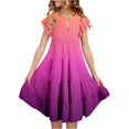 thumbnail image 1 of FhsagQ Robes Filles Été Dégradé Col Rond Manches Volantées Ligne à Étages Robe Décontractée Respirante Confortable Robe Ludique pour Enfants Tout-Petits Fête d'Anniversaire Tenue Quotidienne 8-9 Ans, 1 of 5