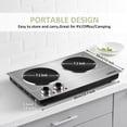thumbnail image 2 of CUSIMAX Induction Hot Plate ,Cooktop 1800W,Portable Ceramic Dual Infrared Cooktop with Independent Controls,Stainless Steel & Glass Electric Burner for Countertop Cooking., 2 of 7