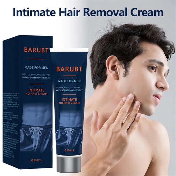 No Hair Crew Intimate Hair Removal Cream for Men, Vegan Painless Depilatory for Private Areas & Body, Soothing Formula for Coarse Hair, 3.4 fl oz