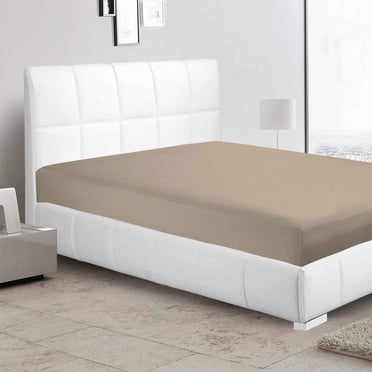 Drap-housse Uni Taupe 100 pour Cent Coton Pur Ultra Doux avec Poche Profonde de 21 Pouces 450 Fils (Très Grand, Taupe)