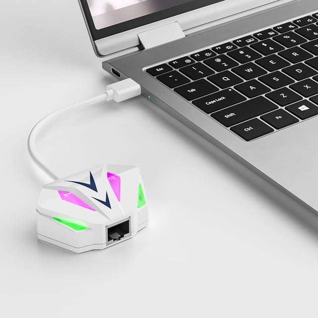PEONAVET Plastic Ethernet Cable Adapter Plastic Ethernet Cable Adapter Type-C To 100Mbps RGB Network Card Wired RGB Ethernet Card High-speed Ethernet Adapter