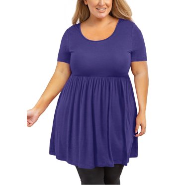 MODERN GOOSE Tunique Grande Taille pour Femmes Manches Courtes Gris Foncé Hauts 3X Encolure Dégagée Vêtements Été Fluide Vêtements de Maternité Chemise