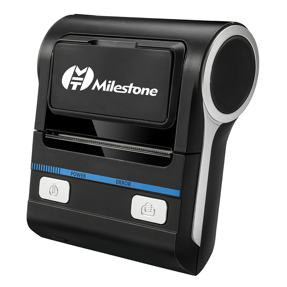 Milestone MHT-P8001 80mm Thermal Portable Printer with Bluetooth & USB, 3600mAh Battery, 90mm/s Speed, ESC/POS, 1D/2D QR Code Support, Compatible with Android/iOS/Windows, Includes 3 Paper Rolls,