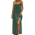 thumbnail image 1 of Daiosportswear Robe Longue de Détente pour Femmes à Bretelles Spaghetti, Dos Nu, Coupe Ample, Robe-Robe à Manches Courtes pour Femmes Vert Armée P(S), 1 of 7