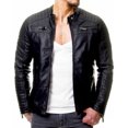 thumbnail image 2 of Leather Motorcycle Jacket Mens Leather Plus Fleece Jacket, Motorcycle Jacket, Warm Leather Jacket, 2 of 8
