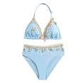 thumbnail image 1 of gdxvjhbj Girls Bikini Little Girls Two-piece Swimsuit Solid Color Ruffle Vest Beach Kids Split Bikini Size 8-9 (Blue,8-9 Years), 1 of 7