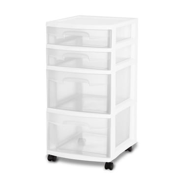 Sterilite 4 Drawer White Cart