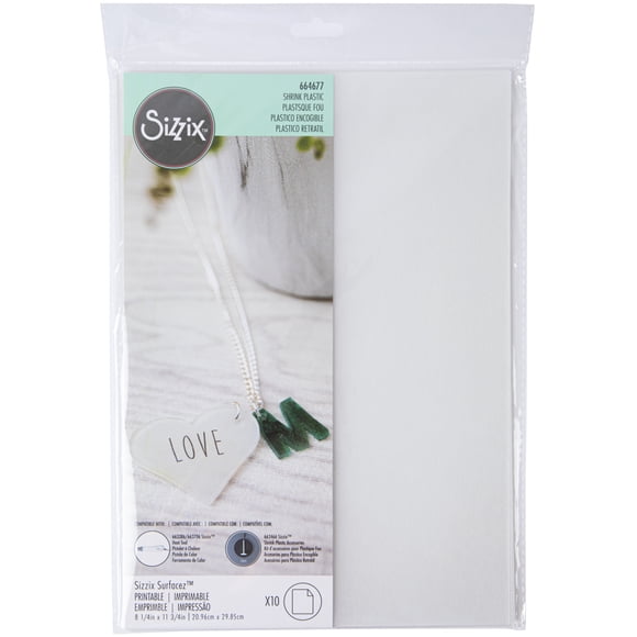 Sizzix Surfacez Shrink Plastic 8.5"X11" 10/Pkg-Printable