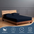 thumbnail image 2 of Real 1000 Thread Count RV Short King Size Sheets 100% Egyptian Cotton 4 PC Sheet Set, Luxurious Bedsheet Sets Soft Silky Sateen Weave, Breathable, Fits Upto 28 Inch EXTRA DEEP POCKET - Navy Blue, 2 of 7