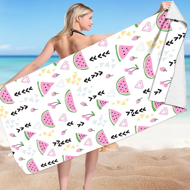 Microfiber Beach Towel Super Colorful Bath Towel Sandproof Beach Blanket Multi-Purpose Towel For Travel Swimming Pool 30x60 Inch