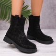 thumbnail image 4 of Mepaouo Womens Ankle Boots Square Toe Leopard Chelsea Slip on Booties Ladies Winter Combat Dress Boot, 4 of 8