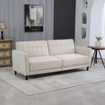thumbnail image 2 of HOMCOM Modern Convertible Sofa Bed, Folding Futon Bed Couch, Beige, 2 of 10
