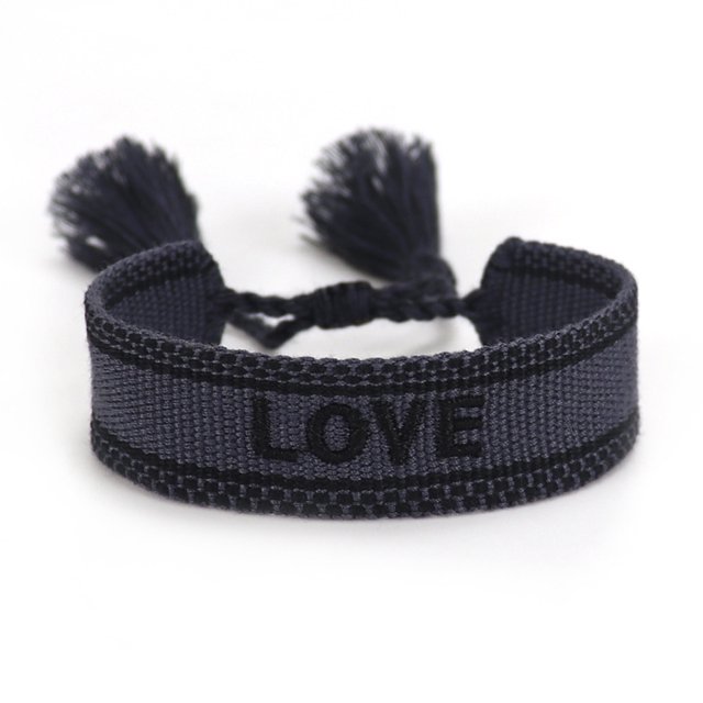 Redempat Polyester Hand Woven Friendship Bracelets With Precision Embroidery Detail Woven Tassels Deep Blue Love