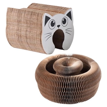 CJiaWei Cardboard Cat Scratching Post With Foldable Cat Bed 2 In 1 Scratching Post For Cats Cardboard Interactive Foldable And Transformable Shape Cat Scratcher Interactive Scratching