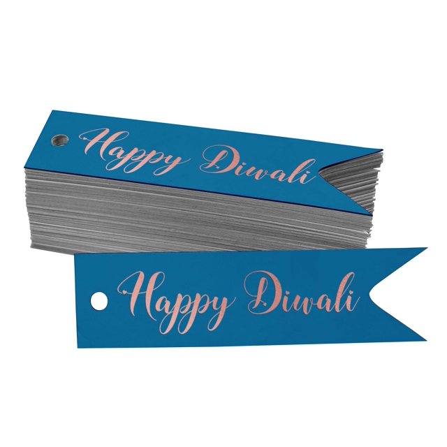 Inkdotpot Pack Of 50 Happy Diwali Favor Paper Tags Craft Real Rose Gold Foil Hang Tags