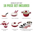 thumbnail image 3 of GreenLife Soft Grip Healthy Ceramic Nonstick Cookware Pots and Pans Set, 16 Piece, Red, 3 of 5