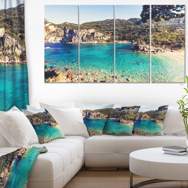 Plage Rocheuse avec Eau Turquoise - Impression sur Toile Photo de Plage