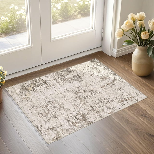 x Area Rug Living Room Rugs Washable Neutral Modern Abstract Soft Thin Large Rug Indoor Floor No Slip Rug Carpet for Bedroom Under Dining Table Home Office Decor Grey