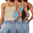 thumbnail image 4 of Timegard Camisoles 3 Pcs pour Femmes Col Rond Côtelé Sans Manches Ajusté Court Haut Décontracté Sortie Camis, 4 of 6