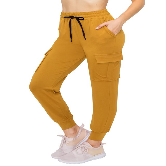 CHOK Pantalon Cargo Jogger Décontracté Super Doux pour Femmes Noir G
