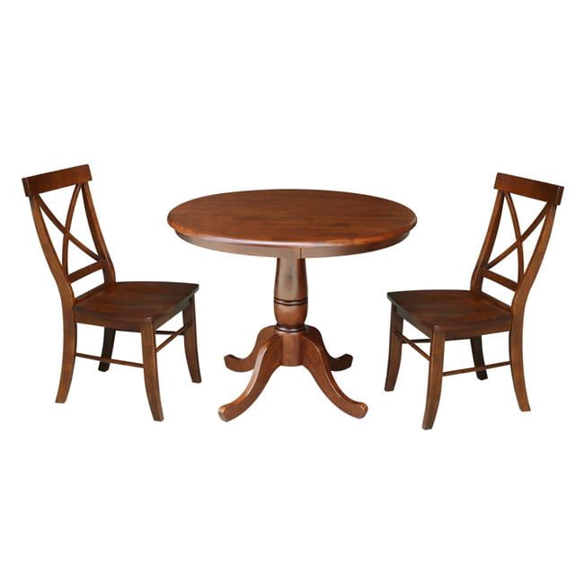 International Concepts K581-36RT-C613-2 36 in. Table sur Pied Ronde avec 2 Chaises et 44 ; Expresso - 3 Pièces