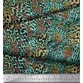 thumbnail image 3 of Soimoi Blue Poly Georgette Fabric Leopard & Peacock Animal Skin Fabric Prints By Yard 42 Inch Wide, 3 of 3