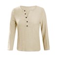 thumbnail image 4 of FAIWAD Haut à Manches Longues pour Femmes Col en V Boutons Tunique Couleur Unie Pull Décontracté Tendance, 4 of 7