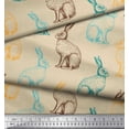 thumbnail image 3 of Soimoi Orange Cotton Duck Fabric Rabbit Animal Print Fabric by the metre 42 Inch Wide, 3 of 4