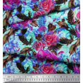 thumbnail image 2 of Soimoi polyester Crepe Fabric Leaves & Rose Flower Print Sewing Fabric Yard 42 Inch Wide, 2 of 3