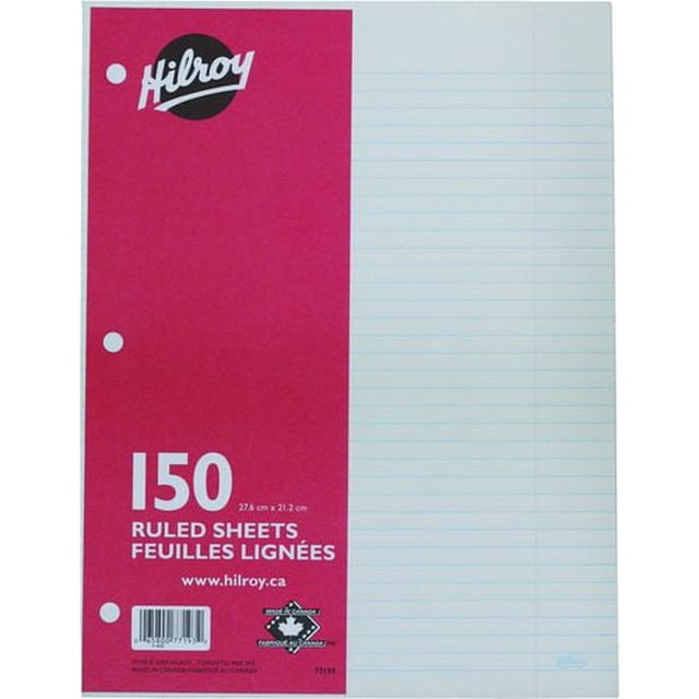 Hilroy Ruled Refill Paper, 150 Sheets, 3 holes