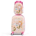 thumbnail image 1 of Costway 2PC Kids Luggage Set 18'' Rolling Suitcase &  12'' Backpack Travel ABS Mermaid, 1 of 4