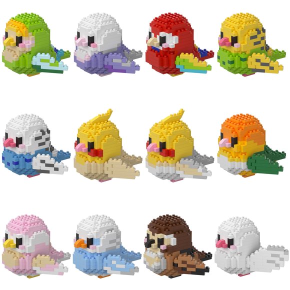 Ensemble de Micro Blocs de Construction Perroquet Yisitien, Ensemble de 12 Trousses de Modèles d'Animaux pour Enfants et Ados, Collection Créative à Thème d'Oiseaux, Cadeau Ou Déco de Chambre, Multicolore AZ1014-1089