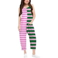 thumbnail image 1 of Girls Jumpsuit Striped Rompers for Girls Casual V Neck Strap Rompers with Pockets Girls Jumpsuits Size 13-14 Y, 1 of 6