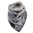 thumbnail image 1 of Women Feather Print Cotton Winter Warm Button Up Scarf, 1 of 3