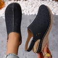 thumbnail image 4 of WLOELOEW Black Platform Sandals For Women Hollow Out Design Adjustable Strap Pu Material Foot Length 9.06 Inches Us Size 5.5, 4 of 5