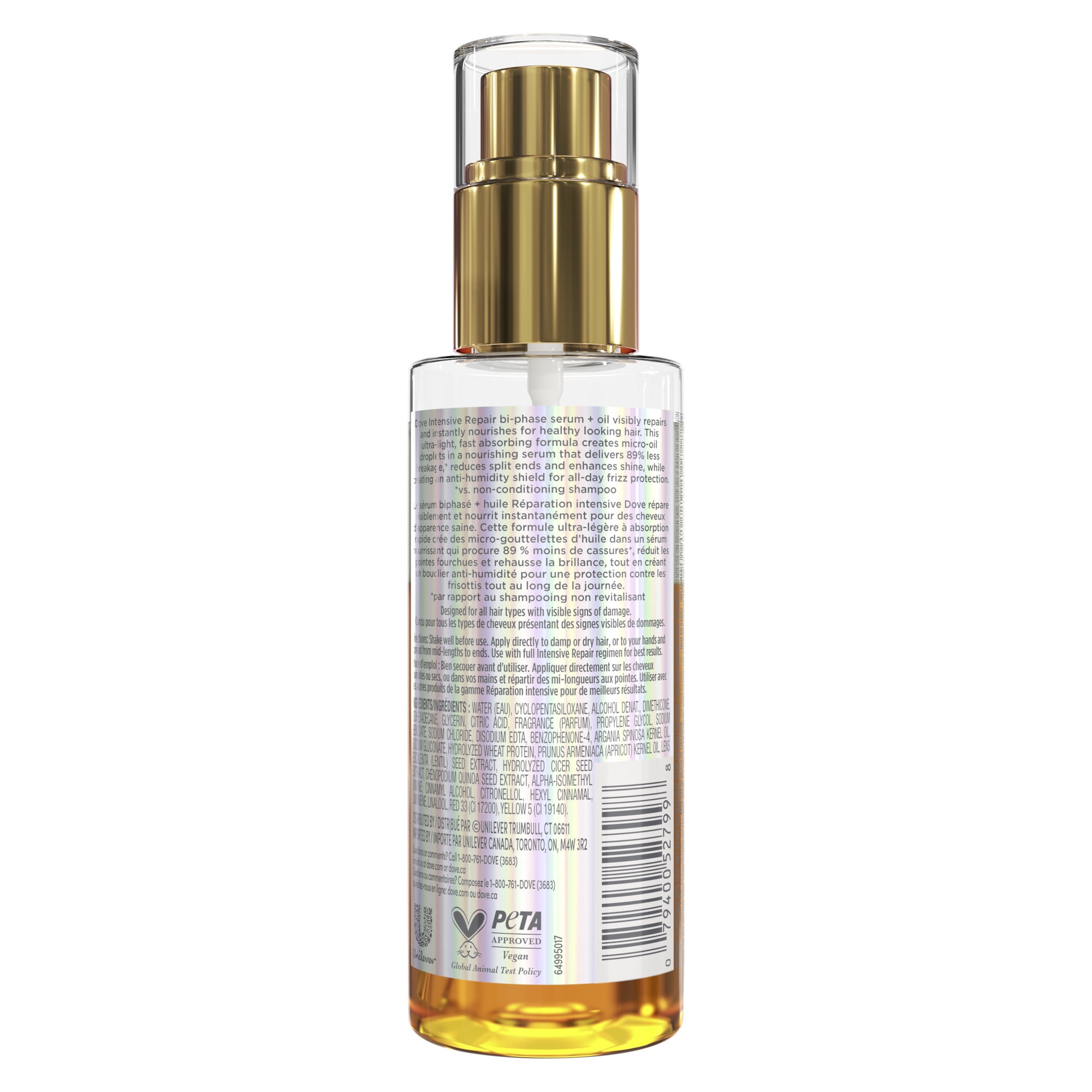 Dove Sérum Biphasé + Huile Réparation Intensive + Sérum Aminé, 115 ml