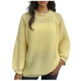 thumbnail image 2 of BVOFAR Chandails pour Femmes Grande Taille Chandails de Couleur Unie Manches Longues Col Rond Hauts Décontractés Coupe Ample Chandail, 2 of 5