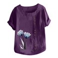 thumbnail image 3 of Birdeem Womens Summer Casual Round Neck Short Sleeve Printing Loose Shirt Tops, 3 of 5
