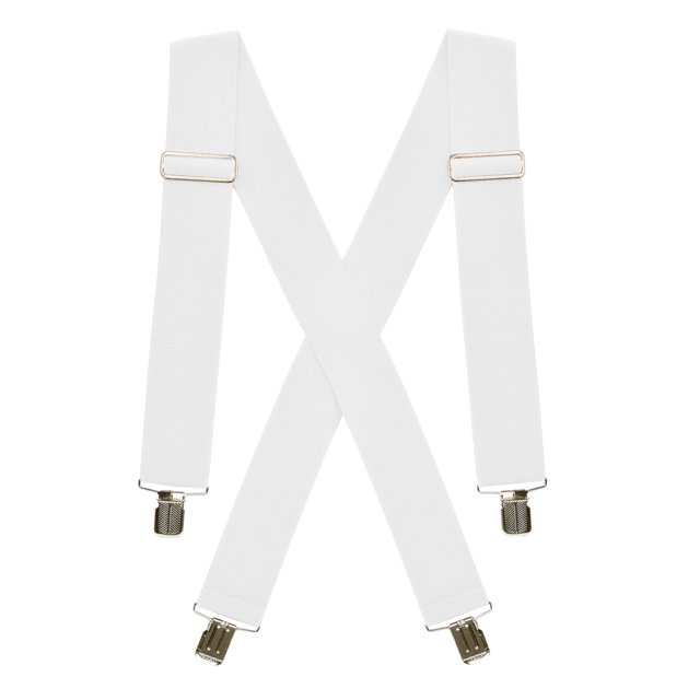 Hold'Em Suspenders for Men Heavy Duty utility Clips 2 Wide - White