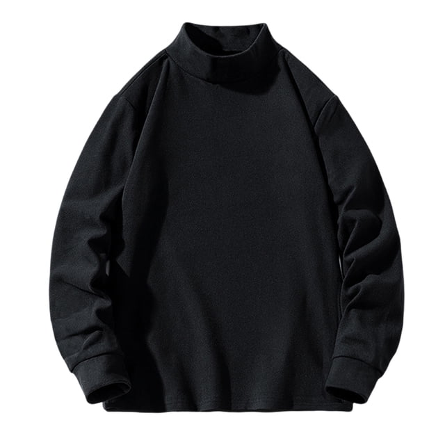 Timegard Fall Tops for Men High Neck Thermal Underwear Solid Color Comfy Pullover Casual Long Sleeve Tops