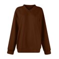 thumbnail image 5 of WEAIXIMIUNG Sweatshirt Women Plus Size Solid Color V Neck Long Sleeved Hoodless Sweatshirt for Women, 5 of 5