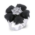 thumbnail image 1 of Precious Stars Silvertone Black Heart and Cubic Zirconia Flower Ring, 1 of 1